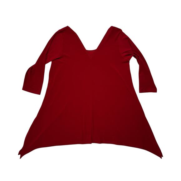 SYMPLI Reversible Handkerchief Hem 3/4 Sleeve Top in Ruby Red Size 12 Womens - Picture 5 of 9